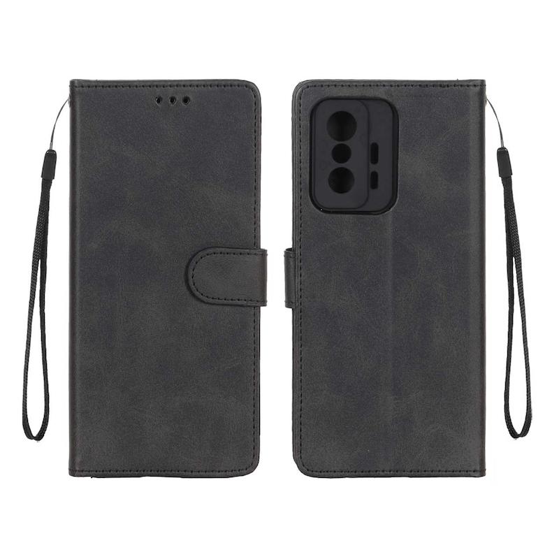 کیف گوشی Mi 11T - Mi 11T Pro شیائومی مگنتی طرح چرم کتابی طرح دوخت محافظ لنزدار بند دار مشکی کد 180329