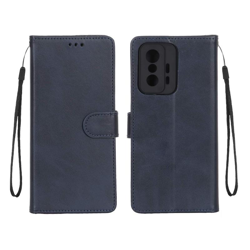 کیف گوشی Mi 11T - Mi 11T Pro شیائومی مگنتی طرح چرم کتابی طرح دوخت محافظ لنزدار بند دار سرمه ای کد 180330