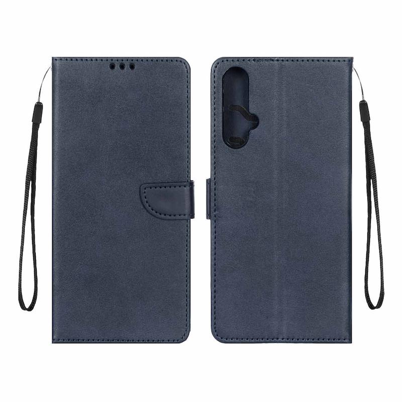 کیف گوشی Huawei Nova 5T هوآوی مگنتی طرح چرم کتابی بنددار سرمه ای کد 180341