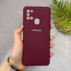 قاب گوشی Galaxy A21S سامسونگ سیلیکونی اورجینال پاک کنی سورا SORA درجه یک زیربسته زرشکی کد 165216