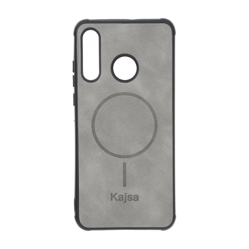 قاب گوشی Huawei P30 Lite هوآوی ژله ای چرمی جیر کجسا KAJSA طرح مگ سیف Magsafe طوسی کد 180358