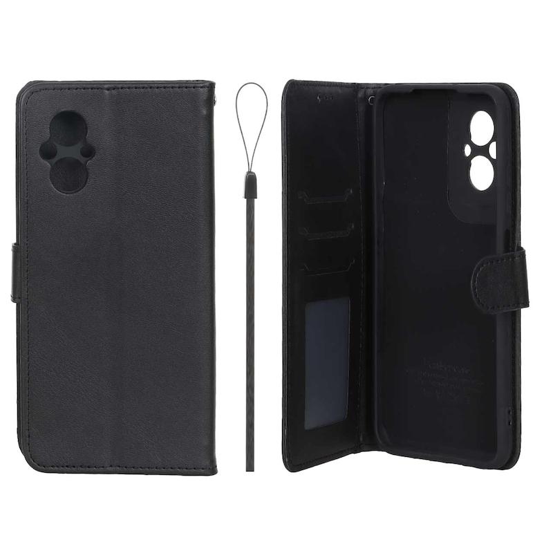 کیف گوشی Poco M5 - Redmi 11 Prime 4G شیائومی مگنتی محافظ لنز دار طرح چرم کتابی بنددار مشکی کد 180371
