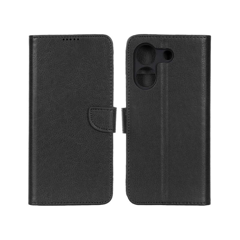 کیف گوشی Poco M7 Pro 5G شیائومی مگنتی محافظ لنز دار طرح چرم کتابی بنددار مشکی کد 180372