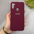 قاب گوشی Galaxy A11 - M11 سامسونگ سیلیکونی اورجینال پاک کنی سورا SORA درجه یک زیربسته زرشکی کد 165343