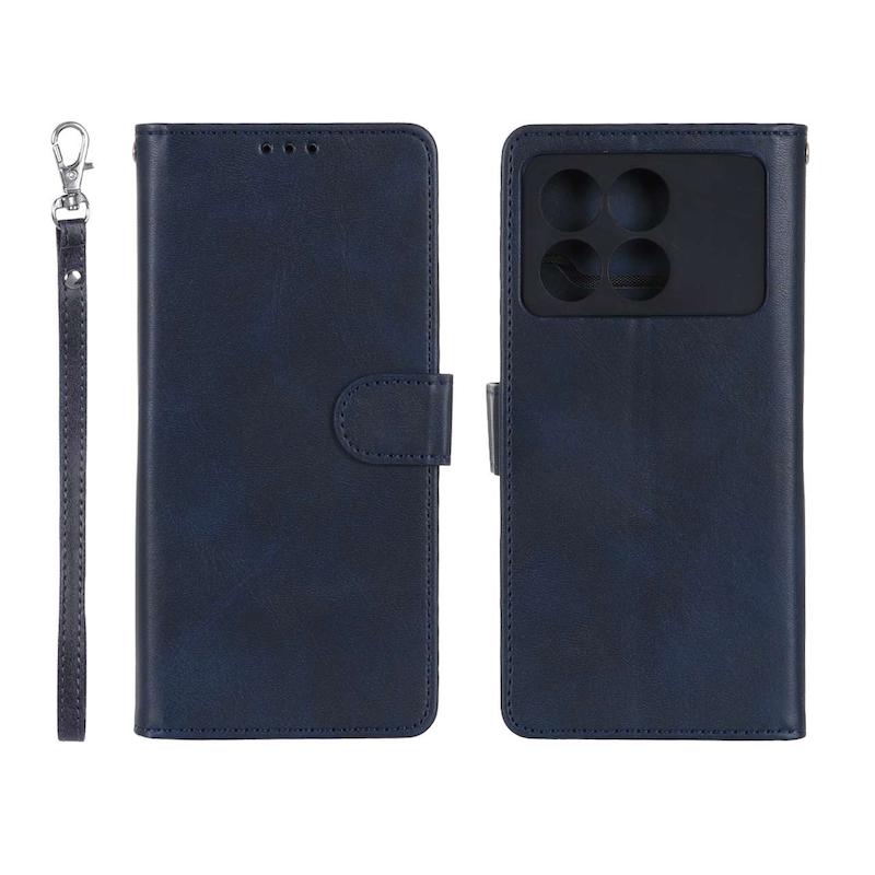 کیف گوشی Xiaomi Poco X6 Pro - Redmi K70E شیائومی مگنتی طرح چرم کتابی محافظ لنزدار بند دار سرمه ای کد 180401