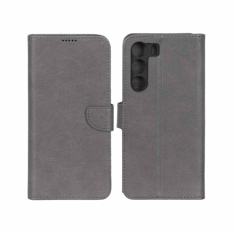 کیف گوشی Realme C71 ریلمی مگنتی محافظ لنز دار طرح چرم کتابی طوسی کد 180427