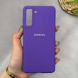 قاب گوشی Galaxy S21 FE سامسونگ سیلیکونی اورجینال پاک کنی سورا SORA درجه یک زیربسته بنفش کد 165434