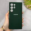 قاب گوشی Galaxy S24 Ultra سامسونگ سیلیکونی اورجینال پاک کنی سورا SORA درجه یک زیربسته سبز تیره کد 165464