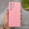 قاب گوشی Galaxy S23 Ultra سامسونگ سیلیکونی اورجینال پاک کنی سورا SORA درجه یک زیربسته صورتی کد 165469