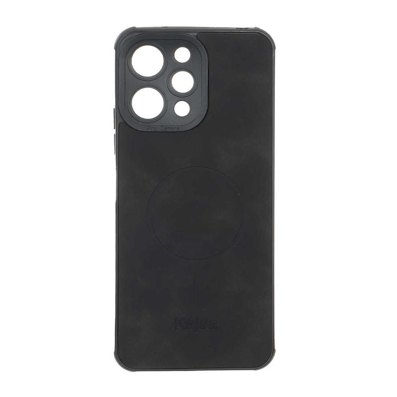 قاب گوشی Redmi 12 - Poco M6 Pro 5G شیائومی ژله ای چرمی جیر کجسا KAJSA طرح مگ سیف Magsafe مشکی کد 180431