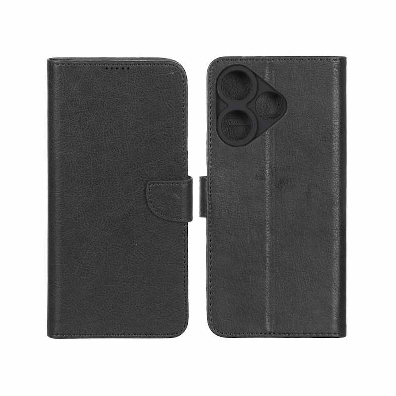 کیف گوشی Redmi 13 4G - Redmi 13 5G - Redmi 13X - Poco M6 4G شیائومی مگنتی محافظ لنز دار طرح چرم کتابی مشکی کد 180441