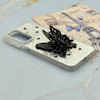 قاب گوشی Galaxy A16 سامسونگ فانتزی IMD لنز نگین دار دور مات دکمه کرومی طرح قلب و پروانه کیوت کد 165679