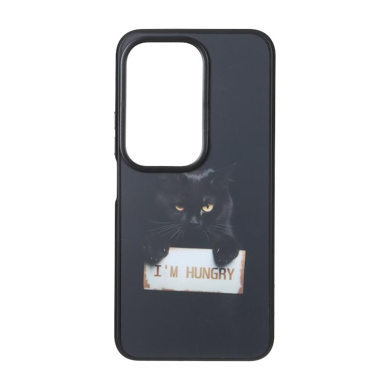قاب گوشی Redmi 15 4G شیائومی لنز مشکی پشت مات فانتزی چاپ درجه یک سخت طرح گربه سیاه کد 180487