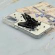 قاب گوشی Galaxy A54 سامسونگ فانتزی IMD لنز نگین دار دور مات دکمه کرومی طرح قلب و پروانه کیوت کد 165731
