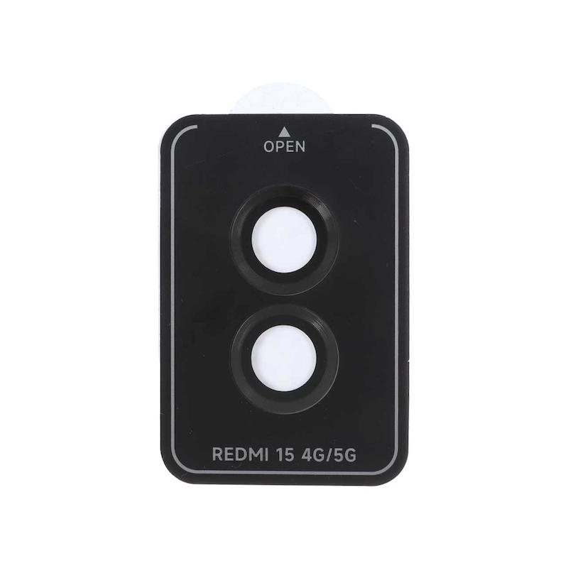 محافظ لنز دوربین گوشی Redmi 15 4G - 5G شیائومی اورجینال محافظ لنز Camera Lens رینگی فلزی مشکی کد 180498