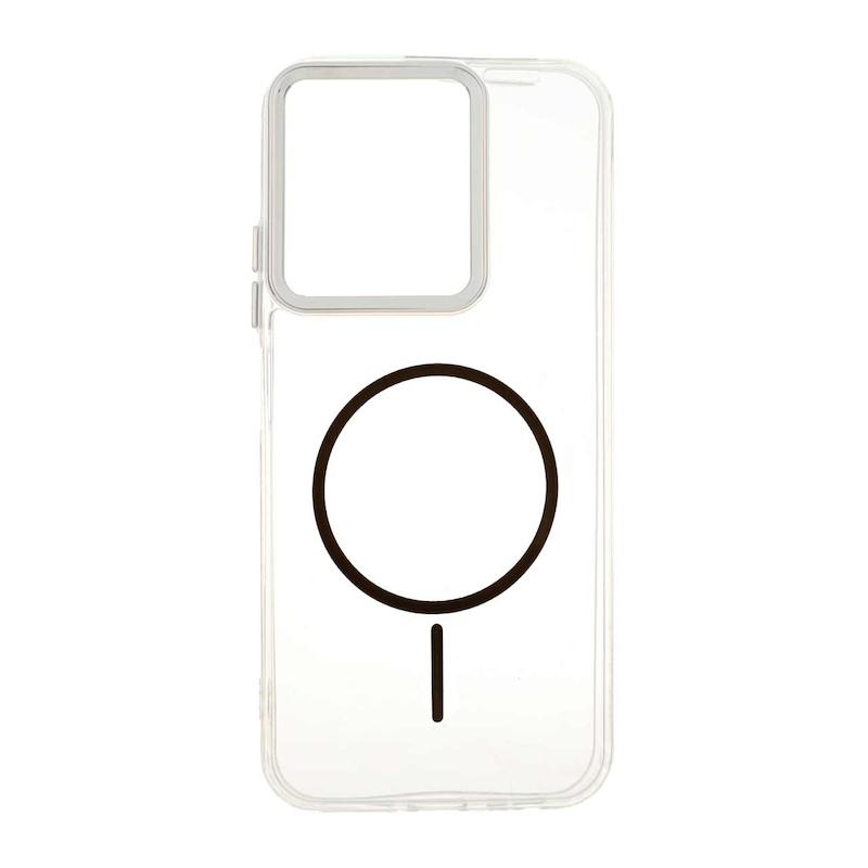 قاب گوشی Redmi 15C - Poco C85 شیائومی ژله ای شفاف لنز کرومی طرح مگ سیف کد 180551