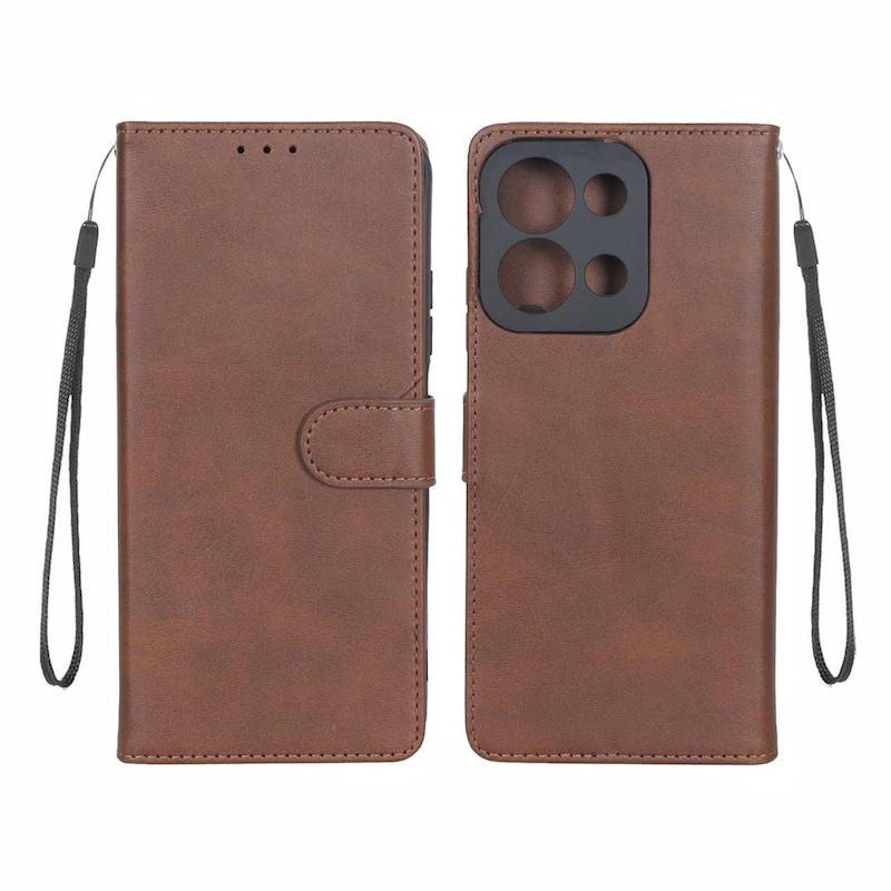 کیف گوشی Redmi 15C - Poco C85 شیائومی مگنتی طرح چرم کتابی بنددار قهوه ای کد 180553
