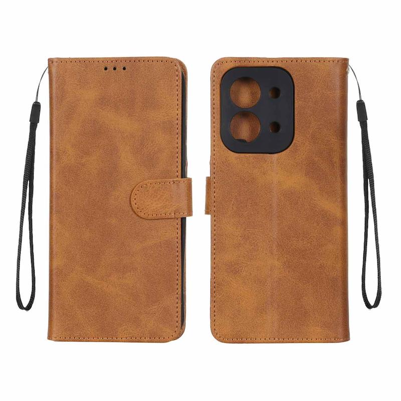کیف گوشی Redmi 15C - Poco C85 شیائومی مگنتی طرح چرم کتابی بنددار عسلی کد 180555
