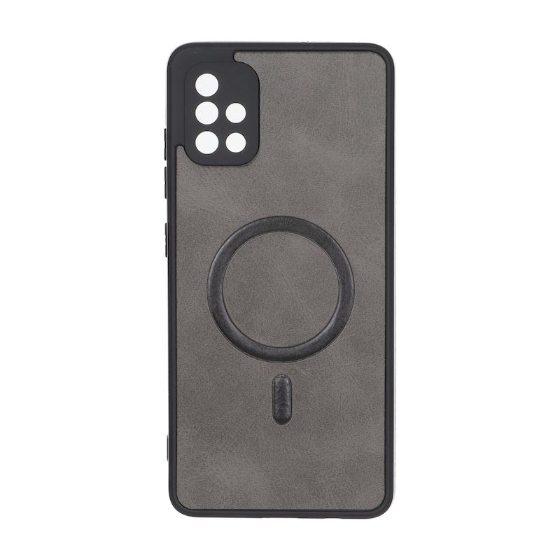 قاب گوشی Galaxy A51 سامسونگ چرمی MP TPU طرح مگ سیف محافظ لنزدار خاکستری کد 164696