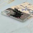 قاب گوشی Galaxy A12 - M12 سامسونگ فانتزی IMD لنز نگین دار دور مات دکمه کرومی طرح قلب و پروانه کیوت کد 165755