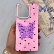قاب گوشی Redmi A5 - Poco C71 شیائومی فانتزی IMD لنز نگین دار دور مات دکمه کرومی طرح قلب و پروانه کیوت کد 165831