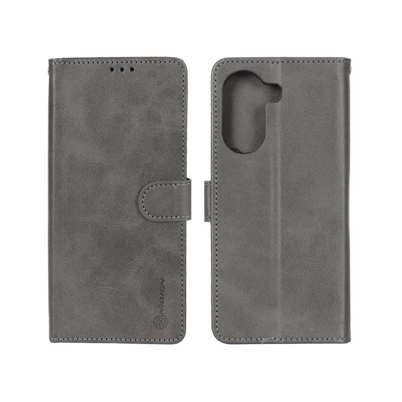 کیف گوشی Redmi A5 - Poco C71 شیائومی مگنتی Nillkin طرح چرم کتابی خاکستری کد 180625
