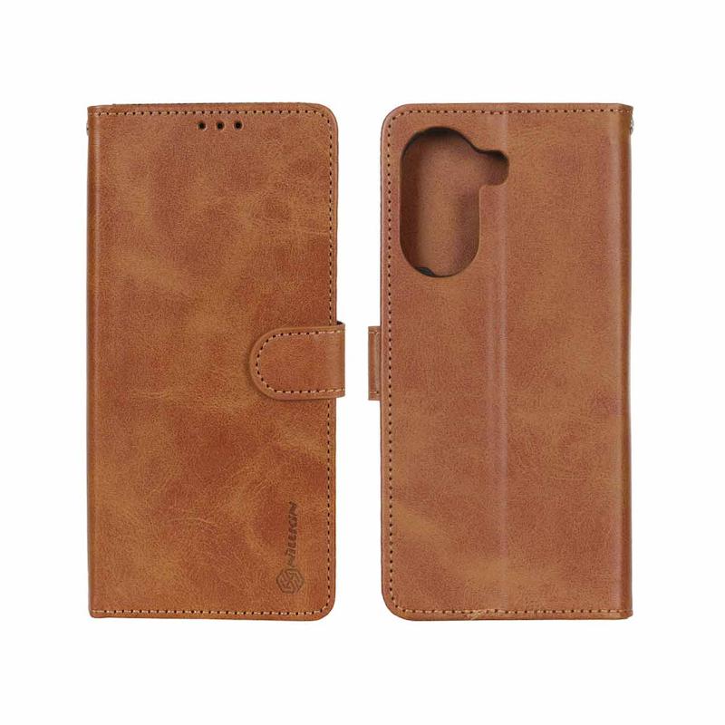 کیف گوشی Redmi A5 - Poco C71 شیائومی مگنتی Nillkin طرح چرم کتابی عسلی کد 180626
