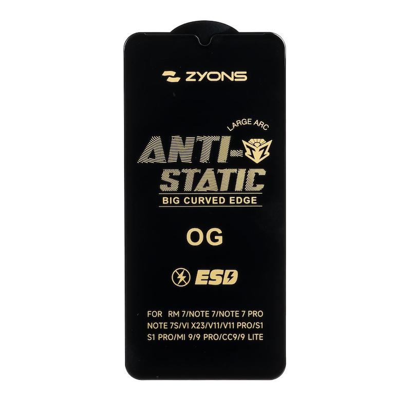 گلس گوشی Redmi Note 7 - Note 7 Pro - Note 7S - Mi 9 شیائومی شیشه ای ZYONS LARGE ARC سری ESD Anti Static اورجینال