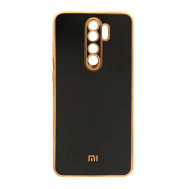 قاب گوشی Redmi Note 8 Pro شیائومی طرح ژله ای مای کیس گلد لاین دور طلایی محافظ لنز دار مشکی کد 180640