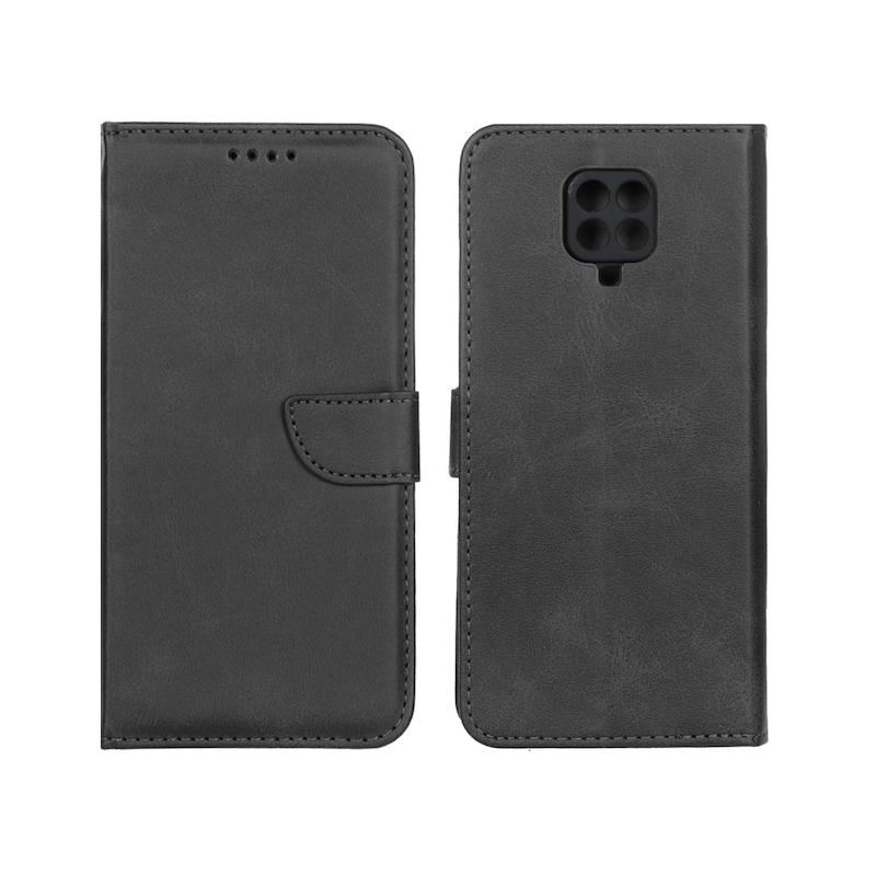 کیف گوشی Redmi Note 9S - Redmi Note 9 Pro شیائومی مگنتی طرح چرم کتابی محافظ لنزدار مشکی کد 180642
