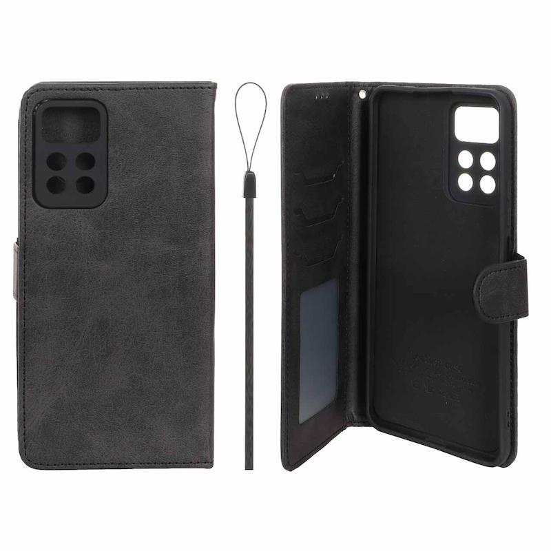 کیف گوشی Redmi Note 11 Pro Plus شیائومی مگنتی طرح چرم کتابی بنددار مشکی کد 180660