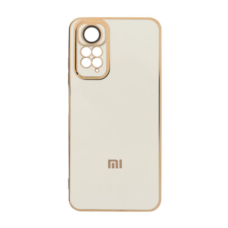 قاب گوشی Redmi Note 11 4G - Redmi Note 11S شیائومی طرح ژله ای مای کیس گلد لاین دور طلایی محافظ لنز دار سفید کد 180663