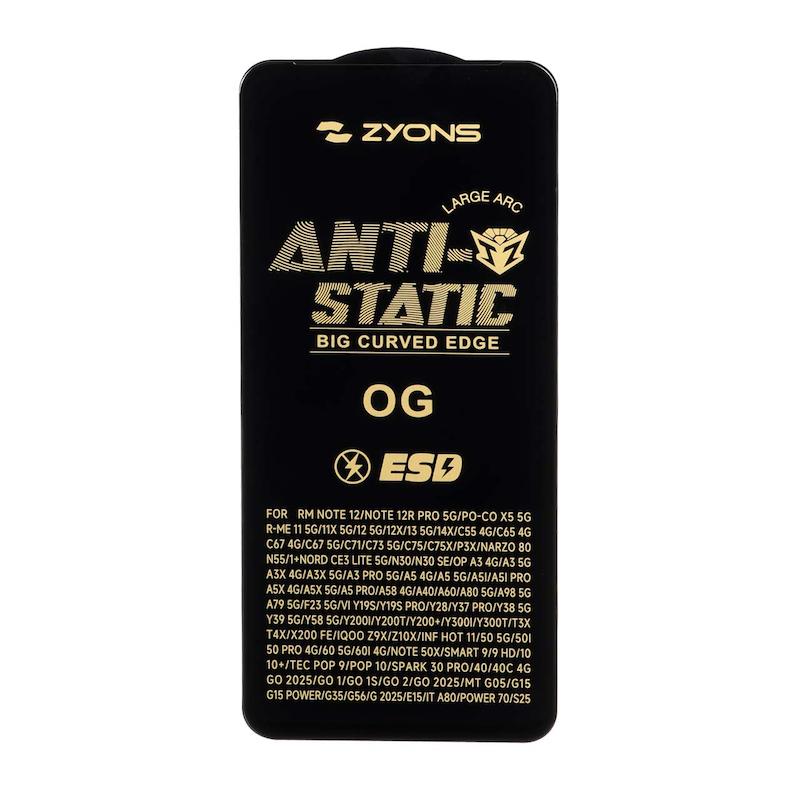 گلس گوشی Redmi Note 12 4G - Redmi Note 12 5G - Poco X5 شیائومی شیشه ای ZYONS LARGE ARC سری ESD Anti Static اورجینال کد 180664