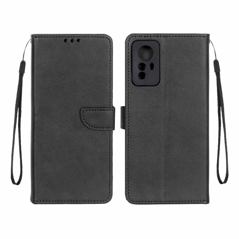 کیف گوشی Redmi Note 12S شیائومی مگنتی طرح چرم کتابی بنددار مشکی کد 180668