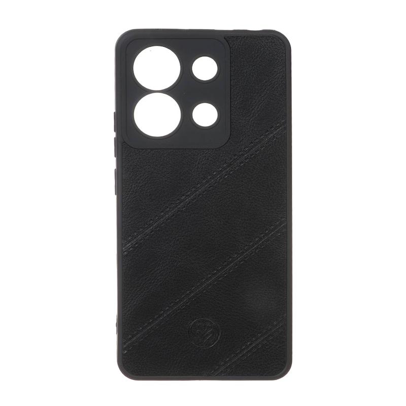 قاب گوشی Redmi Note 13 4G شیائومی شیائومی طرح چرمی ساده محافظ لنزدار مورب مشکی کد 180671