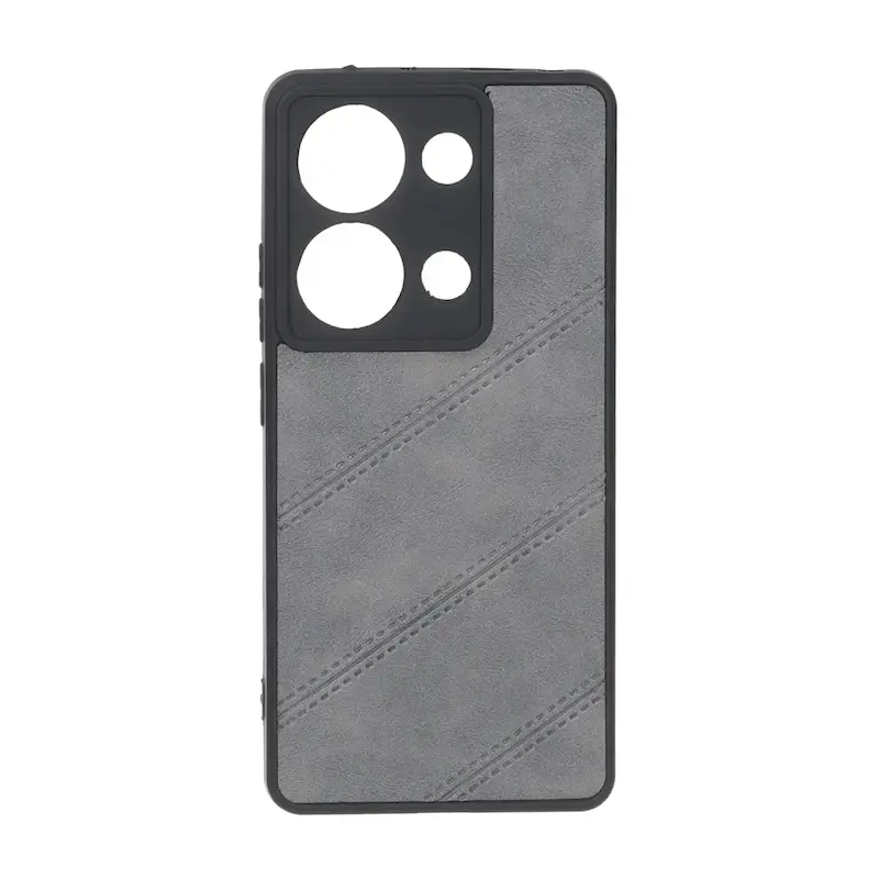 قاب گوشی Redmi Note 13 Pro 4G - Poco M6 Pro 4G شیائومی شیائومی طرح چرمی ساده محافظ لنزدار مورب خاکستری کد 180698