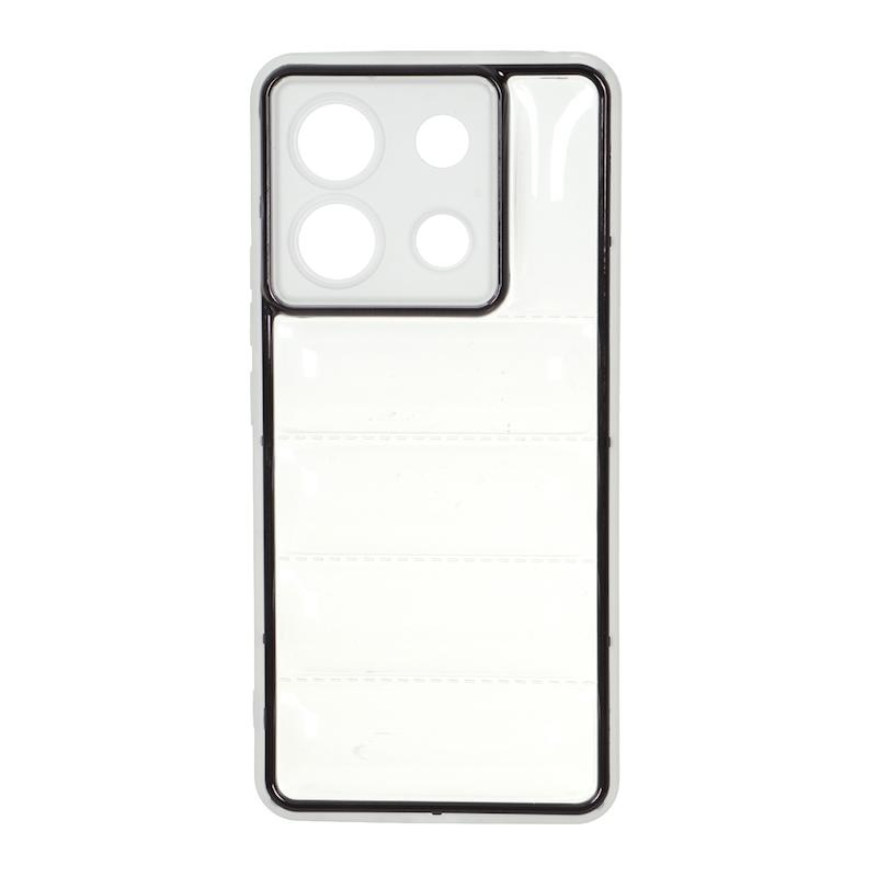 قاب گوشی Redmi Note 13 Pro 5G - Poco X6 شیائومی پافر شفاف دور متال محافظ لنز دار مشکی کد E41-180709