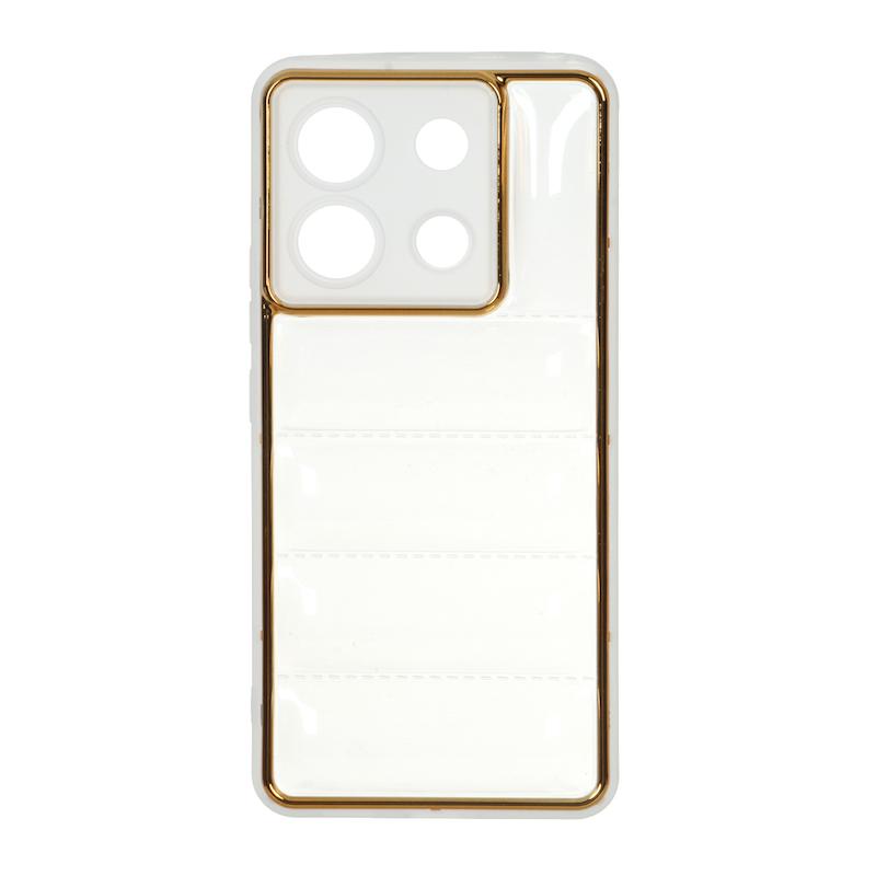 قاب گوشی Redmi Note 13 Pro 5G - Poco X6 شیائومی پافر شفاف دور متال محافظ لنز دار طلایی کد E41-180711