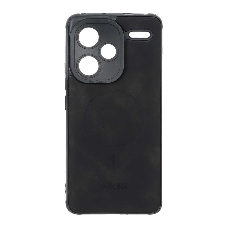 قاب گوشی Redmi Note 13 Pro Plus شیائومی ژله ای چرمی جیر کجسا KAJSA طرح مگ سیف Magsafe مشکی کد 180718