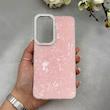 قاب گوشی Galaxy A57 سامسونگ اورجینال AV ماربل کرومی لنز نگین دار لاکچری صورتی کد E1-166637