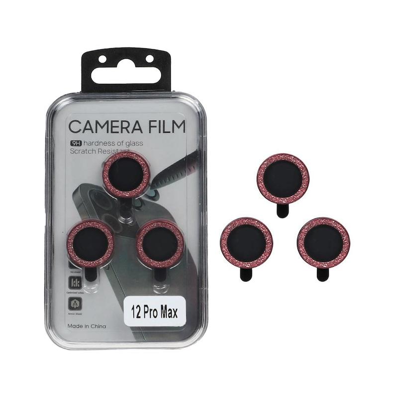 محافظ لنز iPhone 12 Pro Max آیفون METAL Lens مدل رینگی فلزی اکلیلی سواروسکی صورتی کد 180768