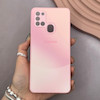 قاب گوشی Galaxy A21S سامسونگ PVD ضد خش پشت گلس شیشه ای مات دو رنگ محافظ لنز دار صورتی کد 166970