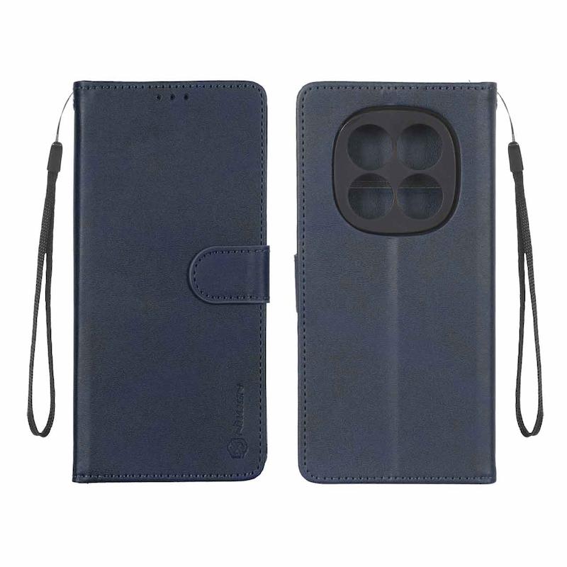 کیف گوشی Redmi Note 15 Pro 5G شیائومی مگنتی نیلکین Nillkin طرح چرم کتابی محافظ لنزدار بنددار سرمه ای کد 180827