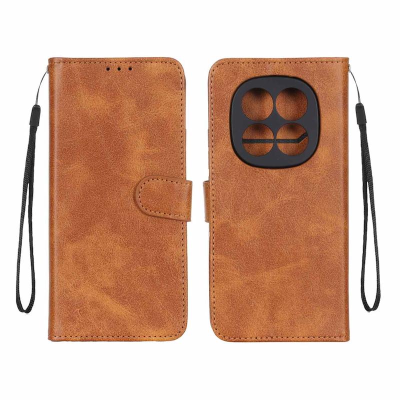 کیف گوشی Redmi Note 15 Pro Plus شیائومی مگنتی طرح چرم کتابی محافظ لنزدار بنددار عسلی کد 180835