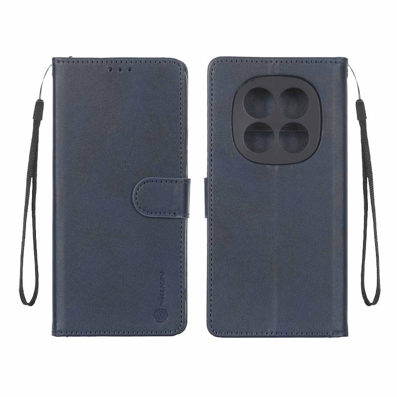 کیف گوشی Redmi Note 15 Pro Plus شیائومی مگنتی نیلکین Nillkin طرح چرم کتابی محافظ لنزدار بنددار سرمه ای کد 180842