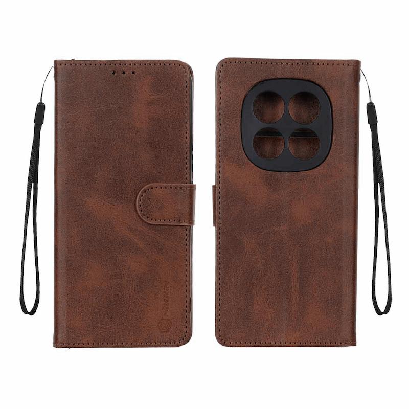 کیف گوشی Redmi Note 15 Pro Plus شیائومی مگنتی نیلکین Nillkin طرح چرم کتابی محافظ لنزدار بنددار قهوه ای کد 180843