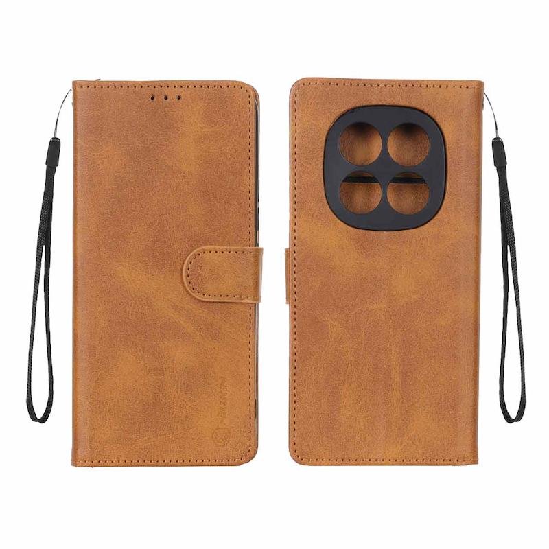 کیف گوشی Redmi Note 15 Pro Plus شیائومی مگنتی نیلکین Nillkin طرح چرم کتابی محافظ لنزدار بنددار عسلی کد 180844