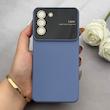 قاب گوشی Galaxy S21 FE سامسونگ سیلیکونی Camera Lens زیر بسته طرح 17 SERIES محافظ لنز دار آبی