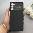 قاب گوشی Galaxy S21 FE سامسونگ سیلیکونی Camera Lens زیر بسته طرح 17 SERIES محافظ لنز دار مشکی