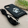 قاب گوشی iPhone 12 Pro Max آیفون اورجینال برجسته کارل KARL مشکی با بند لندیارد کد 163117